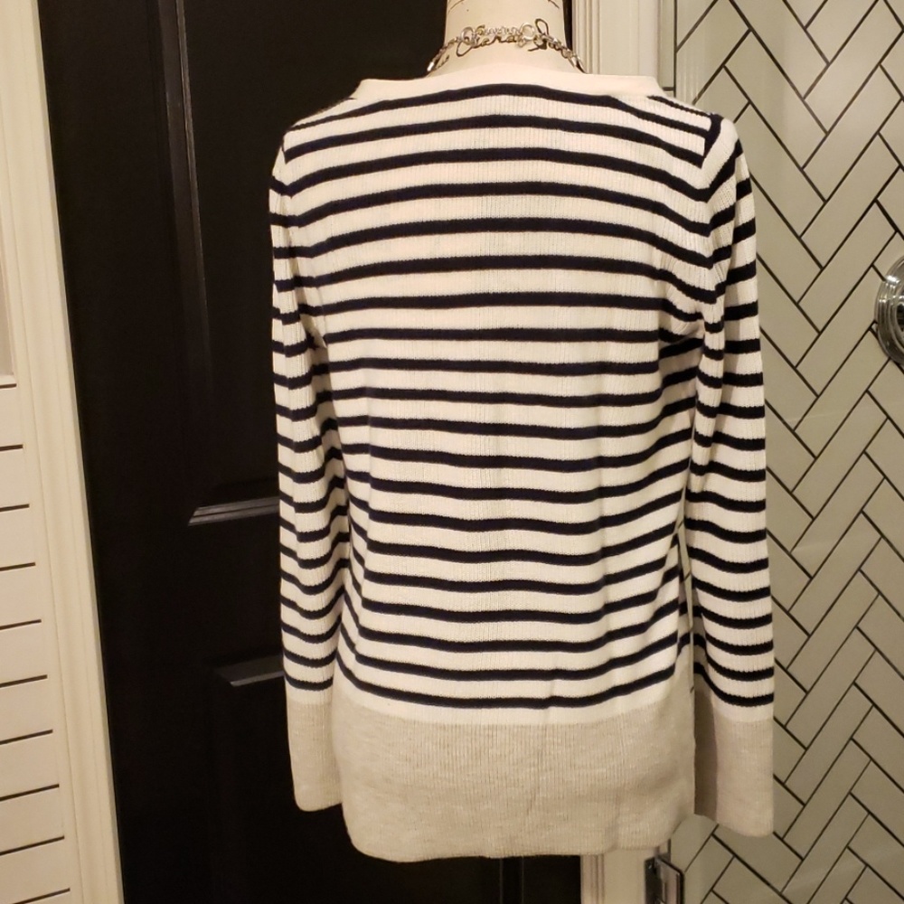 Loft Navy and grey striped sweater - Picture 5 of 7